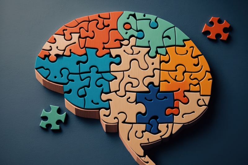 A puzzle in the shape of a brain.