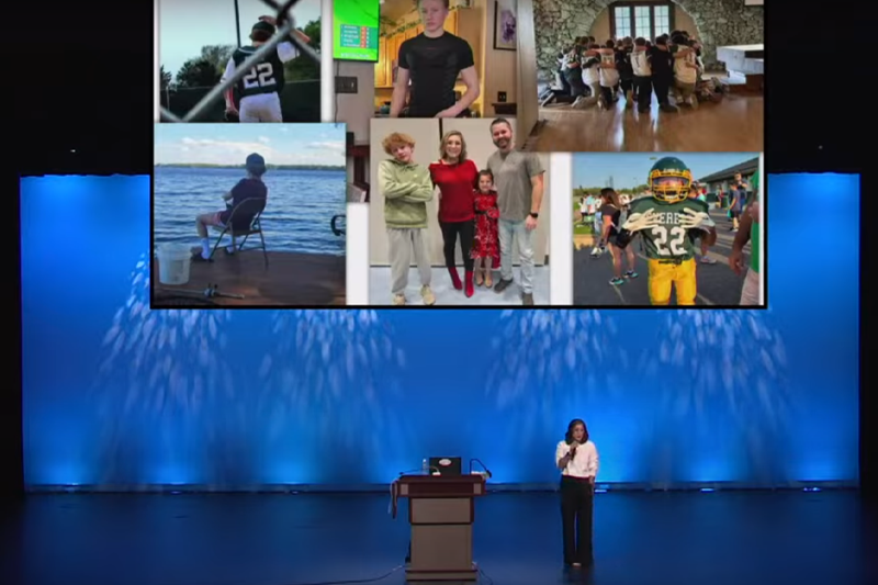 Brittney Bird speaking at the Protecting Our Youth: Understanding Sextortion awareness event.