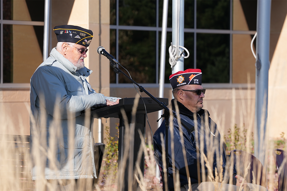 Veteran speaking at the 2025 St. Croix County Veterans Day Ceremony.